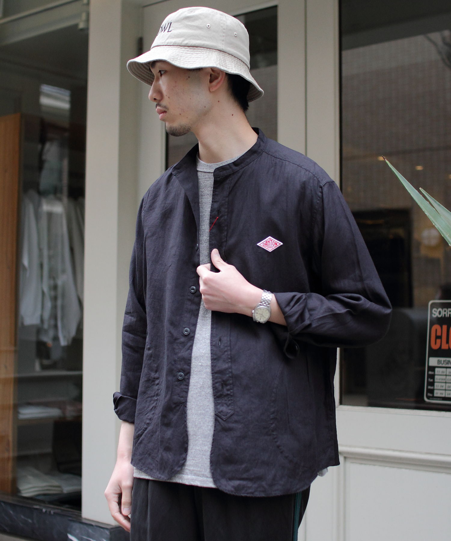 DANTON/ダントン リネンスタンドシャツ LINEN STAND SHIRTS JD-3607