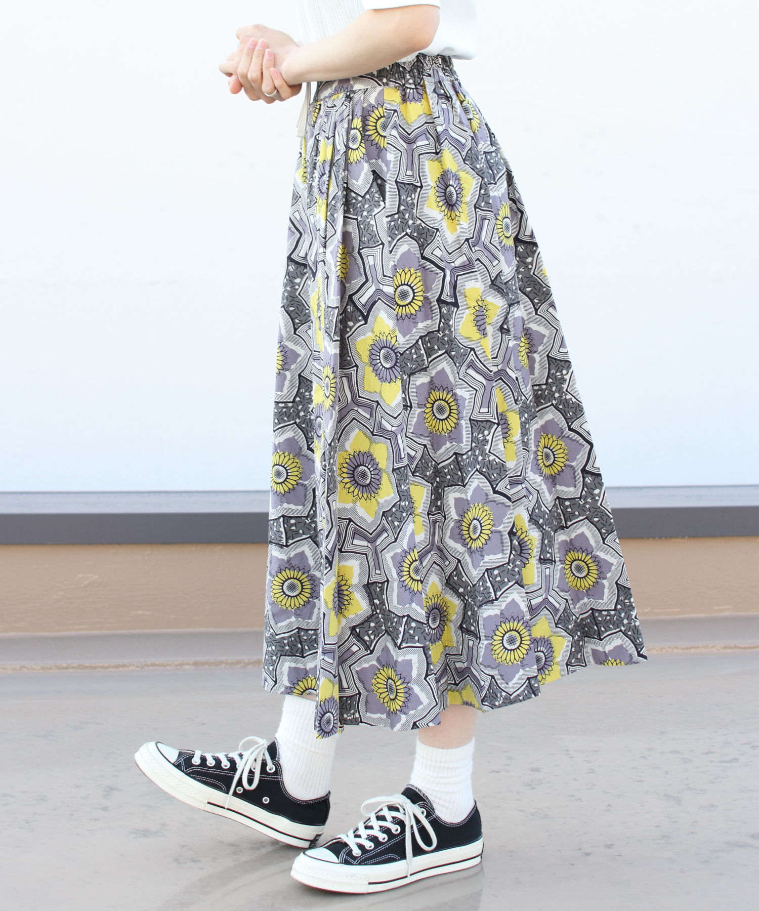 LE GLAZIK/ル グラジック　ギャザーフレアスカート　GATHER FLARE SKIRT LG-F0012 BTK