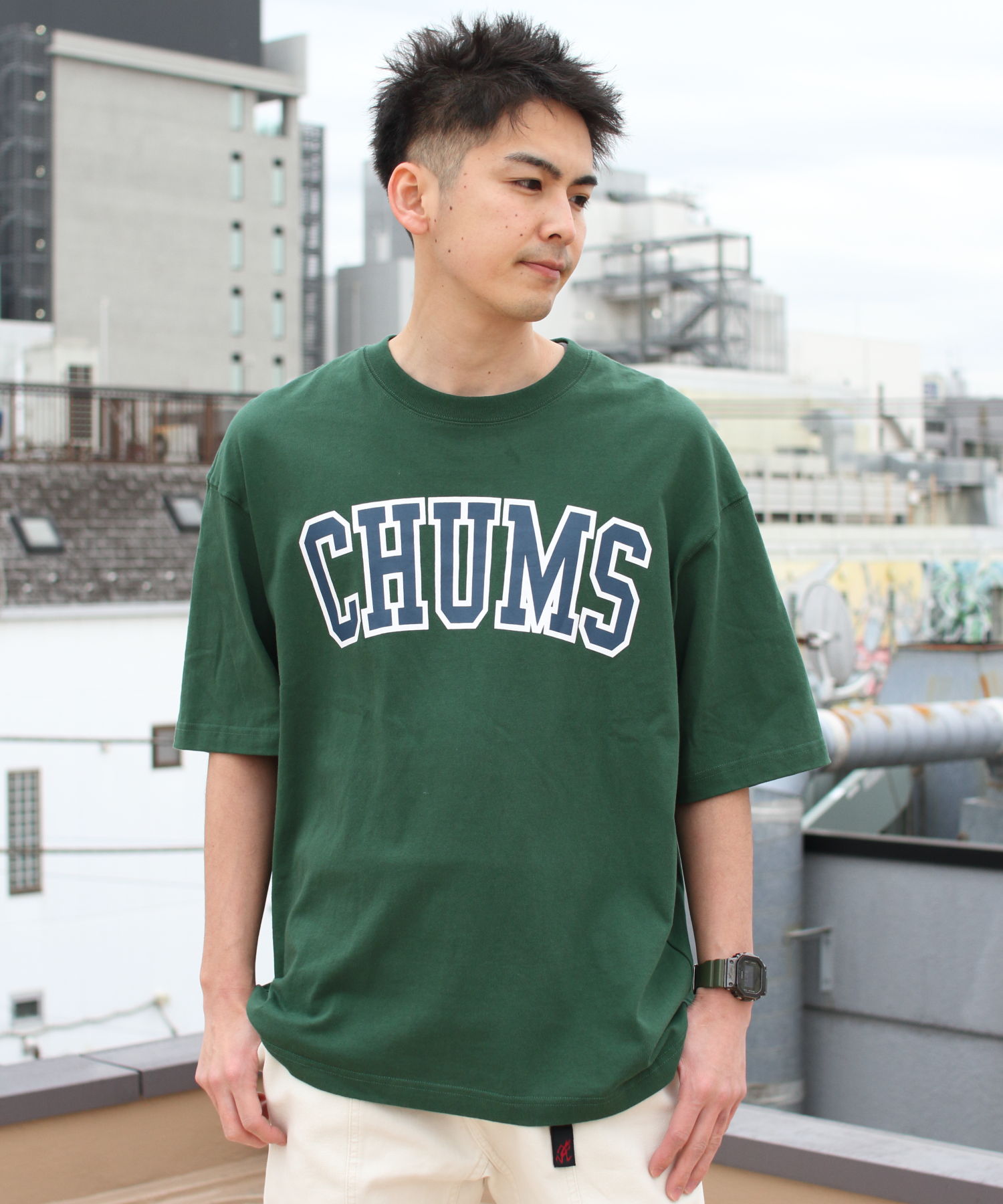 CHUMS/チャムス オーバーサイズ チャムスカレッジT-SHIRT OVERSIZED