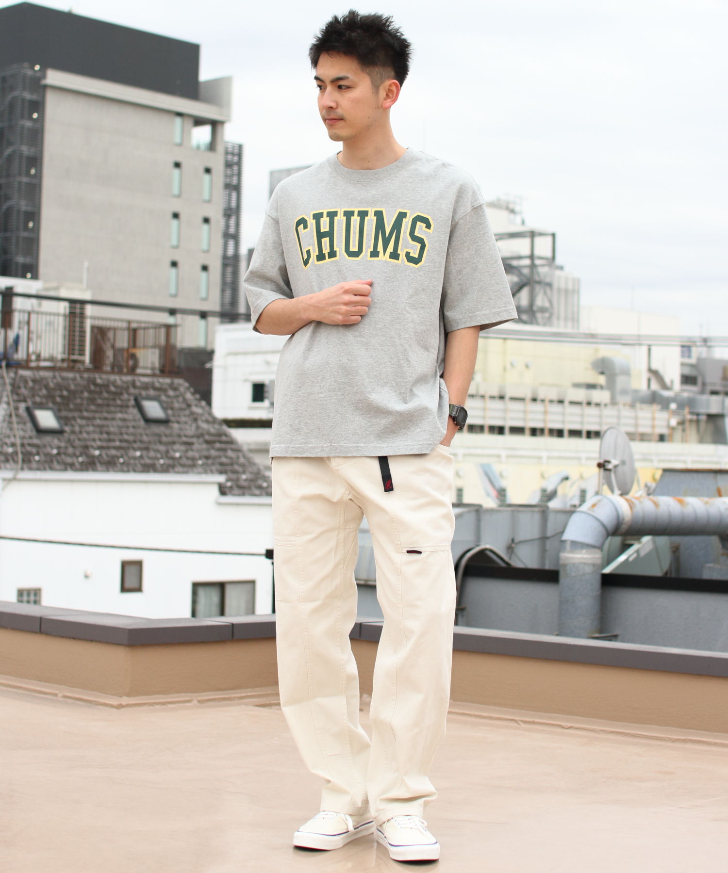 CHUMS/チャムス オーバーサイズ チャムスカレッジT-SHIRT OVERSIZED