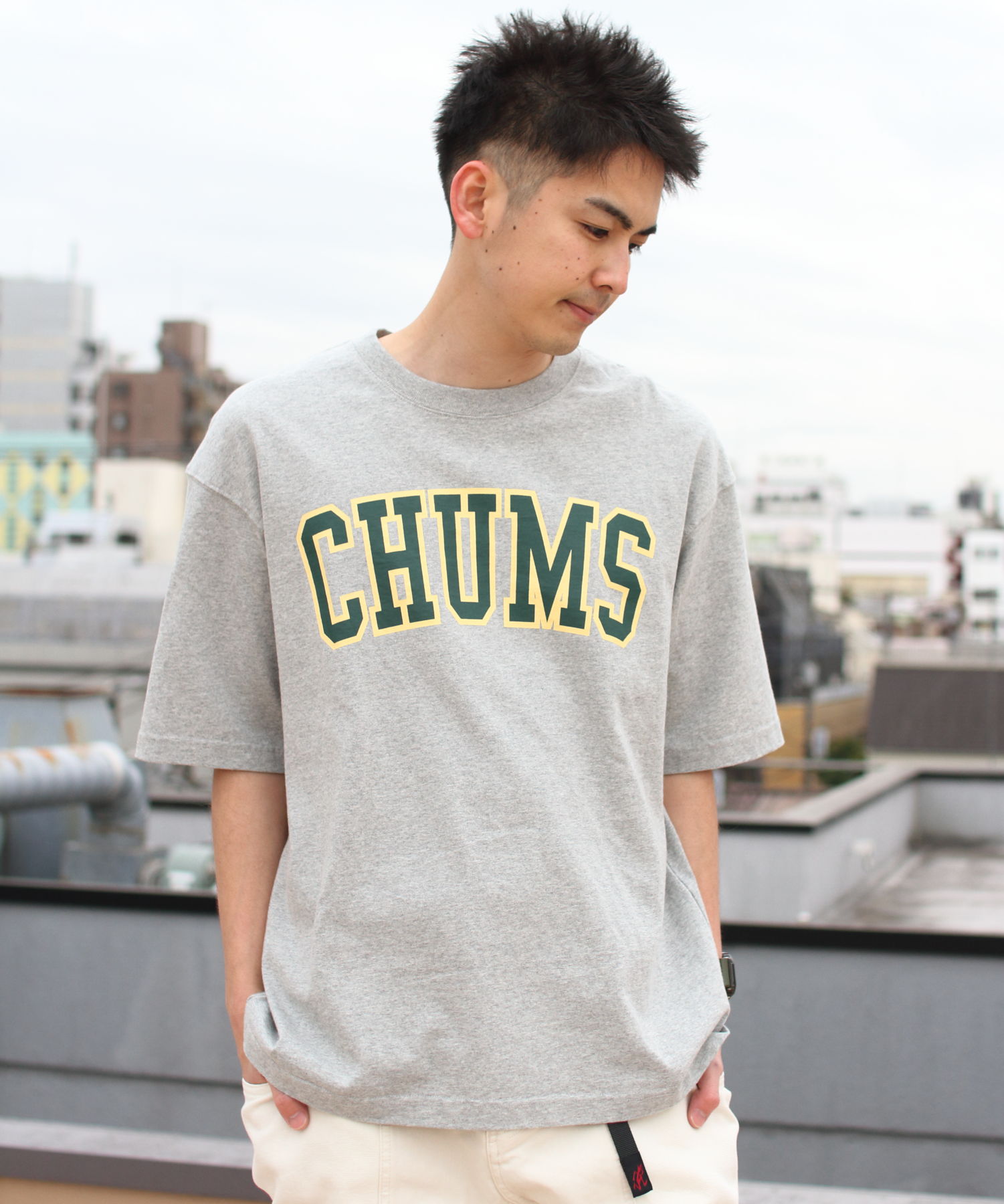 CHUMS/チャムス オーバーサイズ チャムスカレッジT-SHIRT OVERSIZED